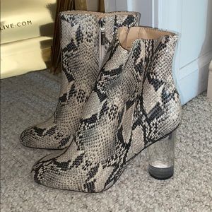 SCHUTZ ABOVE THE ANKLE SNAKESKIN HEELED BOOTIE